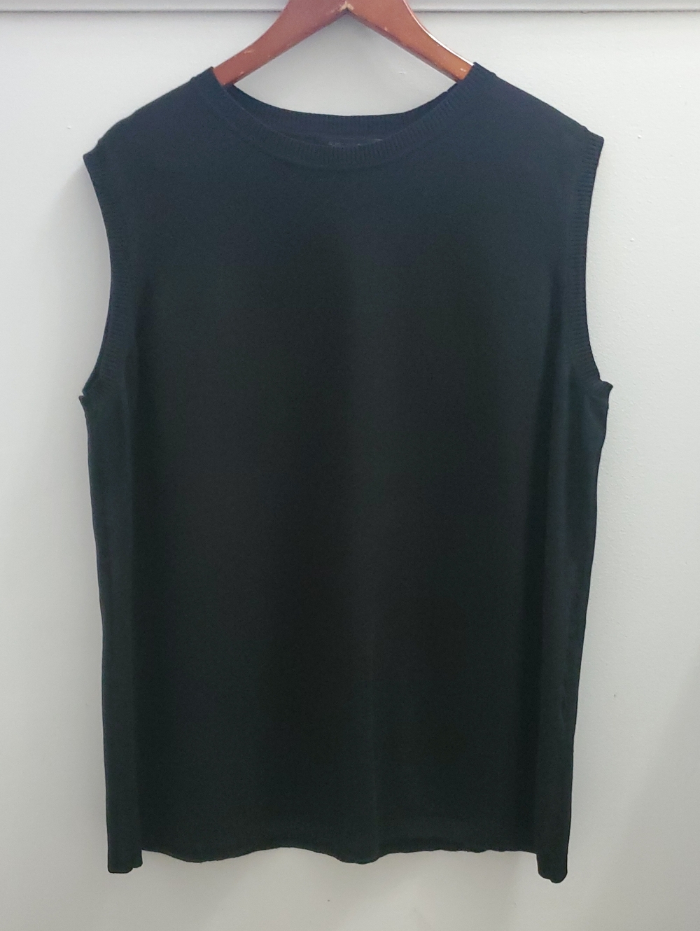 August Silk Classic Black Sleeveless Knit Top Silk Blend Size 2X